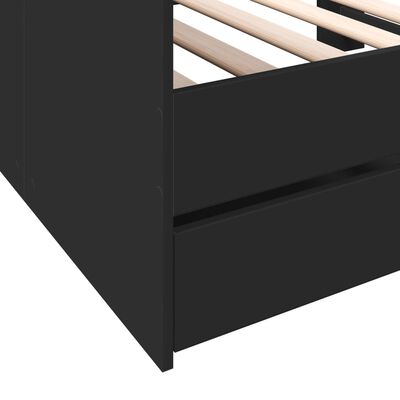 vidaXL Lova su stalčiais, juodos spalvos, 75x190cm, apdirbta mediena