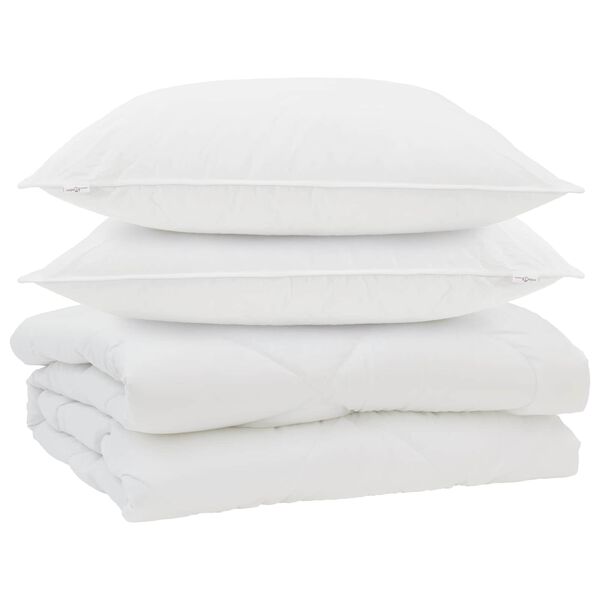 vidaXL Antklodė su pagalve 3 pcs Balta Mikropluo&scaron;tas