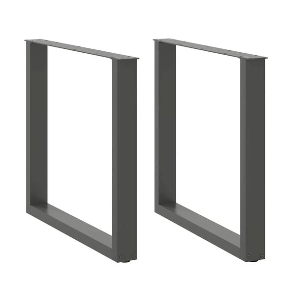 vidaXL Valgomojo stalo kojos, U formos, 2 vnt., antracito spalvos, 90x(72-73) cm, plienas