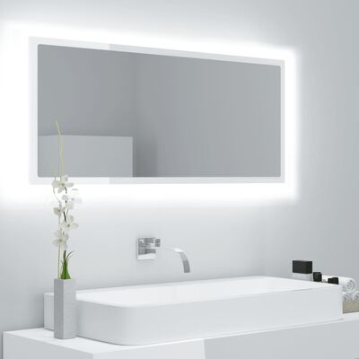 vidaXL Vonios LED veidrodis, baltas, 100x8,5x37cm, akrilas, blizgus