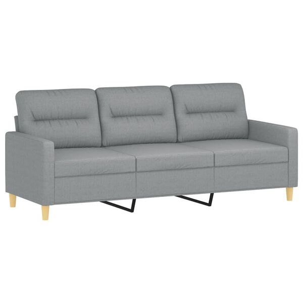 vidaXL Trivietė sofa, &scaron;viesiai pilkos spalvos, 180cm, audinys