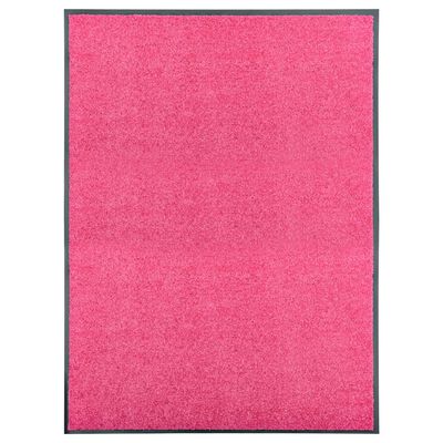 vidaXL Durų kilimėlis, rožinės spalvos, 90x120cm, plaunamas