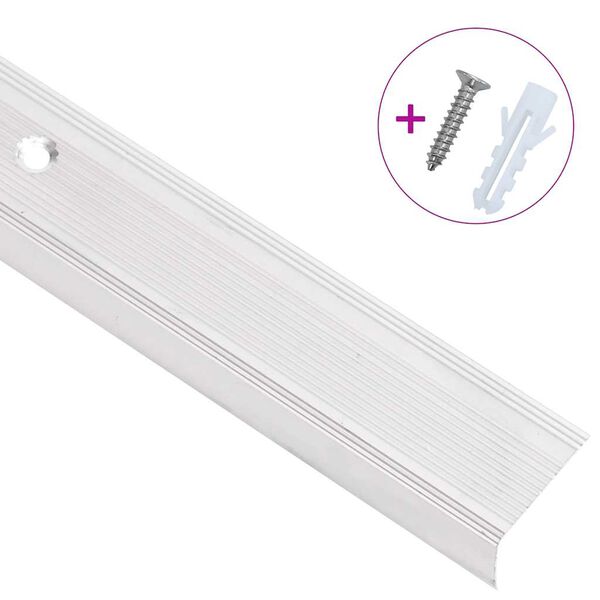 vidaXL Profiliai laiptams, 15vnt., sidabro, 90 cm, aliuminis, L formos