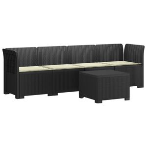 vidaXL 4 vietų sodo sofa su pagalvėmis pintinės i&scaron;vaizdos PP Antracito