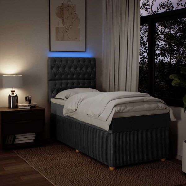 vidaXL Lova su spyruoklėmis ir čiužiniu, tamsiai pilka, 80x200 cm