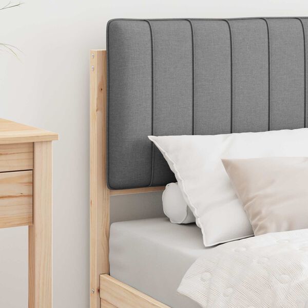 vidaXL Lovo rėmas su apmu&scaron;tu galvūgaliu &Scaron;viesiai pilka 75 x 190 cm