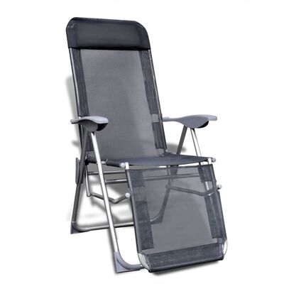 vidaXL Sulankst. sodo kėdės, 2vnt., aliuminis ir tekstilenas, pilkos
