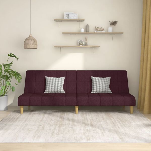 vidaXL Dvivietė sofa-lova, violetinės spalvos, audinys