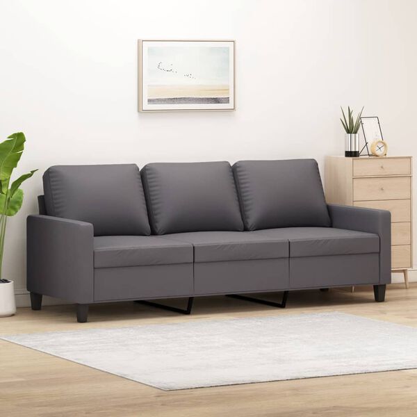 vidaXL Trivietė sofa, pilkos spalvos, 180cm, dirbtinė oda
