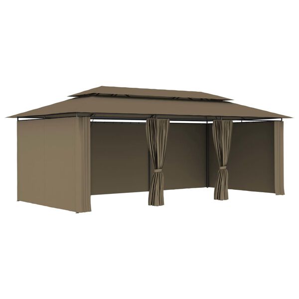 vidaXL Pavėsinė su užuolaidomis, taupe, 600x298x270cm, 180g/m²