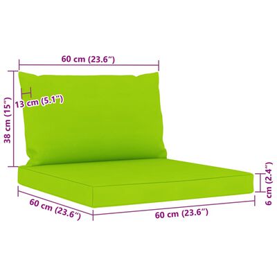 vidaXL Sodo komplektas su žaliomis pagalvėlėmis, 6 dalių, pušis
