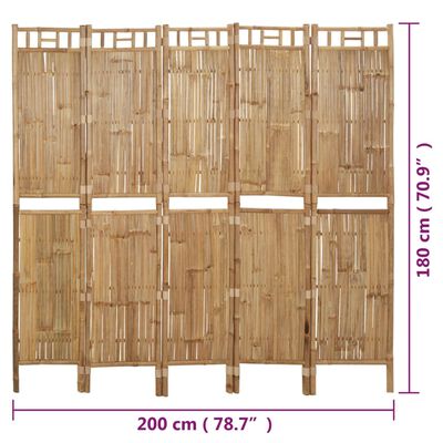 vidaXL Kambario pertvara, 5 dalių, 200x180cm, bambukas