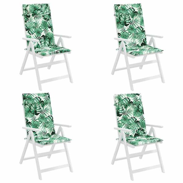 vidaXL Kėdės pagalvėlės, 4vnt., oksfordo audinys, su lapais