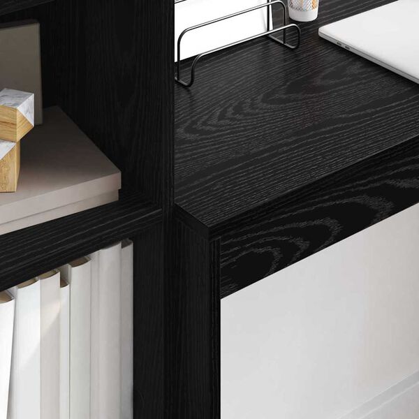 vidaXL Stalas su stalčių 2 pcs Juodas ąžuolas