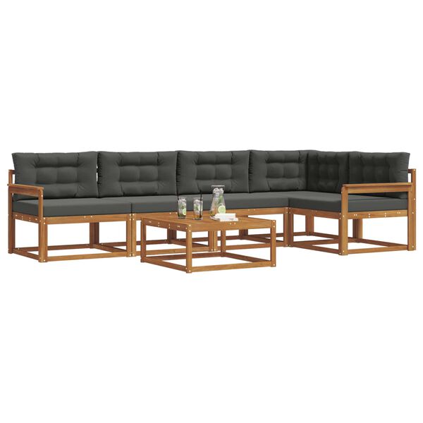 vidaXL Lauko sofos komplektas su pagalve 6 pcs Natūralus ir antracitas