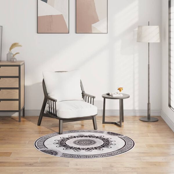 vidaXL Kilimas, spalvotas, skersmuo 120cm, neslystantis, skalbiamas