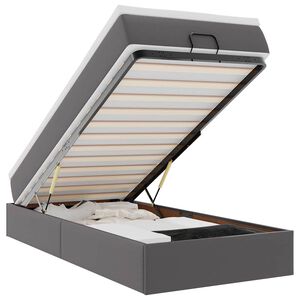 vidaXL Osmanų lovos rėmas su čiužiniu, pilkas, 100x200cm, dirbtinė oda