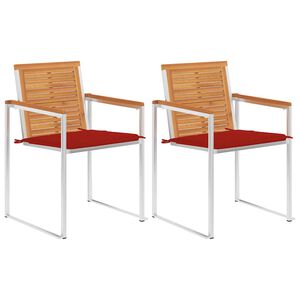 vidaXL Sodo kėdės su pagalvėlėmis, 2vnt., akacijos masyvas ir plienas