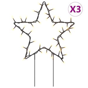 vidaXL Kalėdinės dekoracijos žvaigždės su smaigais, 3vnt., 50LED, 29cm