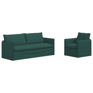 vidaXL Sofa 2 pcs Tamsiai žalia