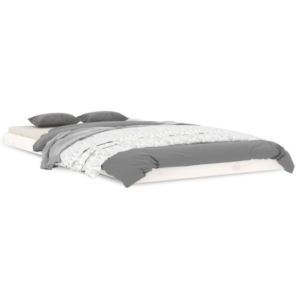 vidaXL Lovos rėmas, baltos spalvos, 100x200cm, pušies medienos masyvas