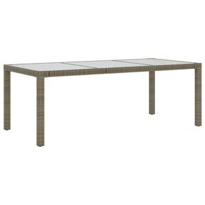 vidaXL Sodo stalas, pilkas, 190x90x75cm, grūdintas stiklas/poliratanas