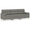 vidaXL Trivietė sofa su pagalvėmis, tamsiai pilka, 210cm, audinys