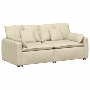 vidaXL Modulinė sofa su pagalvėlėmis, kreminės spalvos