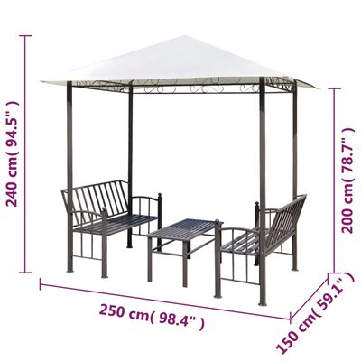 vidaXL Sodo paviljonas su staliuku ir suoliukais, 2,5x1,5x2,4m