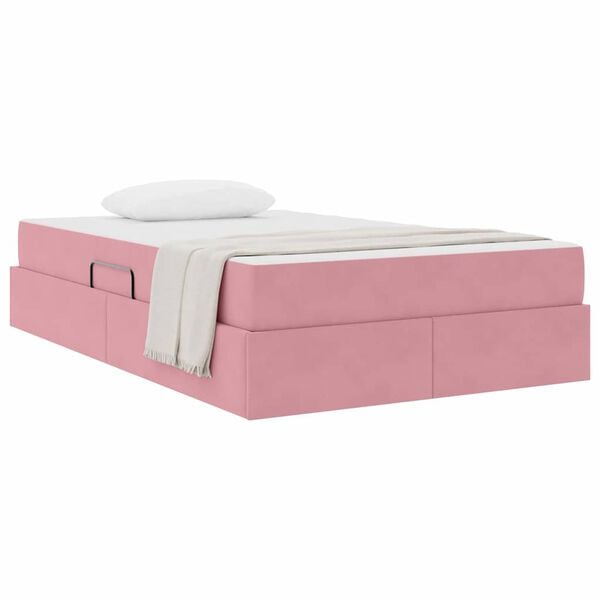 vidaXL Lova su daiktų laikymo vieta ir čiužiniu Rožinė 120 x 200 cm