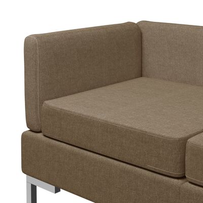 vidaXL Modulinės kampinės sofos su pagalvėmis, 2vnt., rudos, audinys