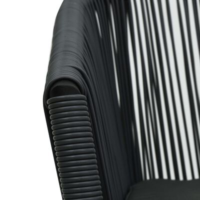 vidaXL Bistro komplektas su pagalvėlėmis, 3 dalių, juodas, PE ratanas