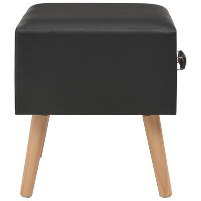vidaXL Naktinis staliukas, juodas, 40x35x40cm, dirbtinė oda