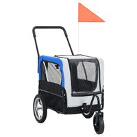 vidaXL 2-1 Dviračio priekaba/vežimėlis augintiniams, pilka/mėlyna