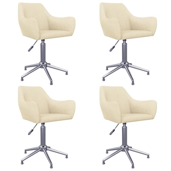 vidaXL Pasukamos valgomojo kėdės, 4vnt., kreminės spalvos, audinys