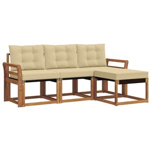vidaXL Lauko sofos komplektas su pagalve 4 pcs Natūralus ir bežinis