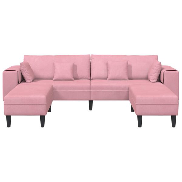 vidaXL Sofa su pagalve 3 pcs Rožinė Aksomas