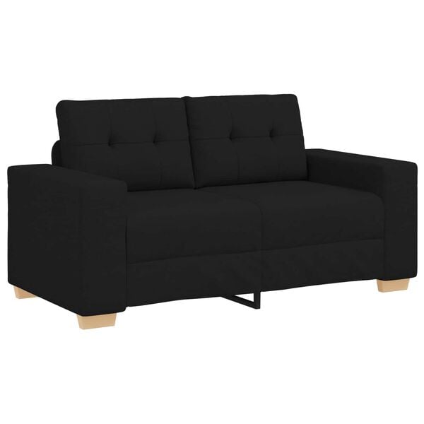 vidaXL Sofa 3 pcs Juoda 221 x 80 x 80 cm Lino mi&scaron;inio audinys
