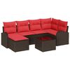 vidaXL Sodo Sofų Rinkinys su pagalve 7 pcs Ruda Poli ratanas