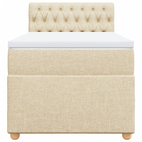 vidaXL Lova su spyruoklėmis ir čiužiniu, kreminė, 90x190 cm, audinys