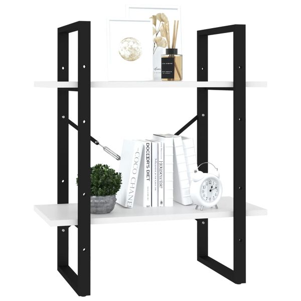 vidaXL Spintelė knygoms, 2 aukštų, balta, 60x30x70cm, apdirbta mediena