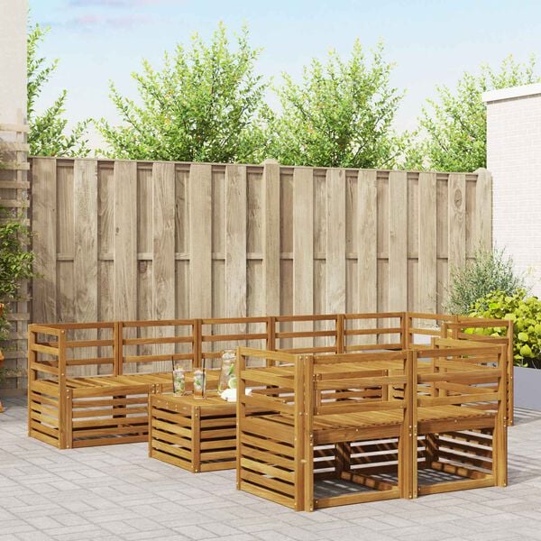 vidaXL Sofų komplektai 9 pcs Natūrali Kietos akacijos mediena