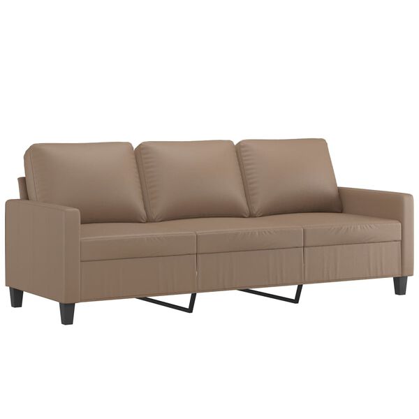 vidaXL Trivietė sofa su pakoja, kapučino spalvos, 180cm, dirbtinė oda