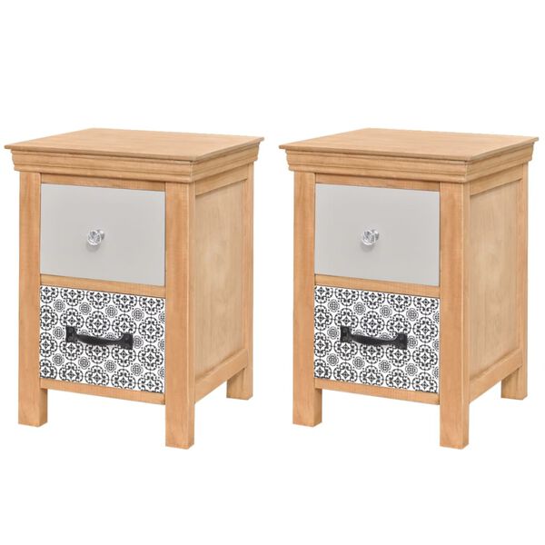 vidaXL 2 Mediniai naktiniai staliukai/spintelės su stalčiais