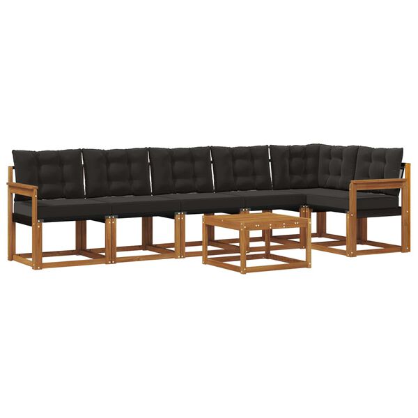 vidaXL Lauko sofos komplektas su pagalve 7 pcs Natūrali ir juoda