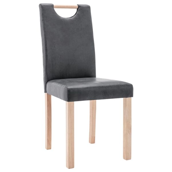 vidaXL Valgomojo kėdės, 6vnt., pilkos spalvos, dirbtinė versta oda