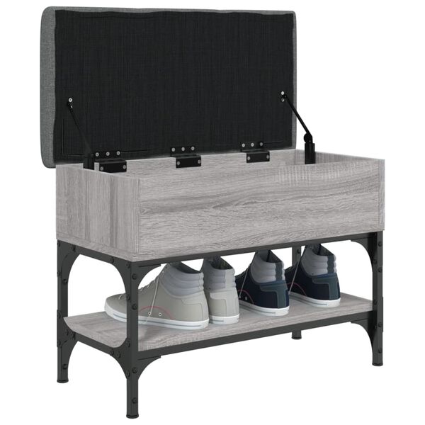 vidaXL Batų suoliukas, pilkas ąžuolo, 62x32x45cm, apdirbta mediena