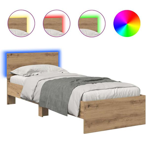 vidaXL Lovos rėmas Amatininkų ąžuolas 75 x 190 cm Apdirbta mediena