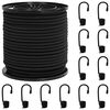 vidaXL Bungee virvės su kabliukais 4 mm Juoda PP ir guma