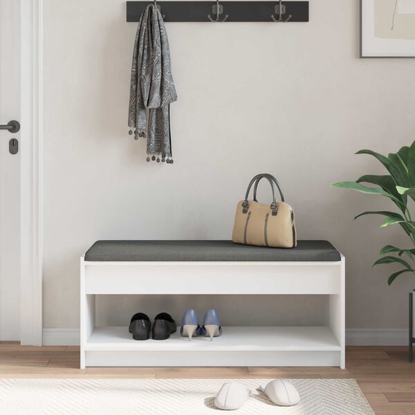 vidaXL Koridoriaus suolas su pagalve Baltas 103 x 38 x 45 cm